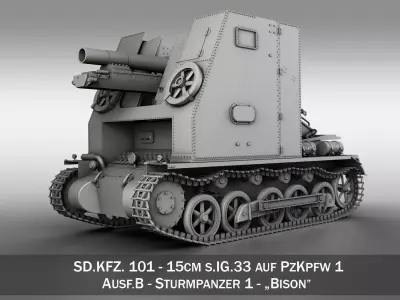 SD KFZ 101 PzKpfw 1 - Ausf B - Sturmpanzer 1 - Bison 3D model