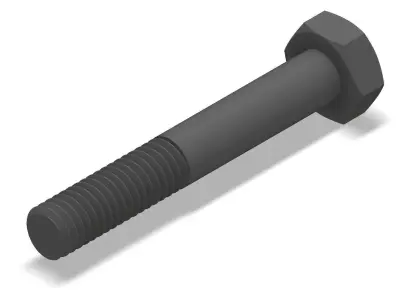 Bolt Partial Thread Hexagonal Head M6x40mm 3D model