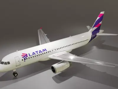 LATAM Airbus a320-232 low poly 3D model  Low-poly 3D model
