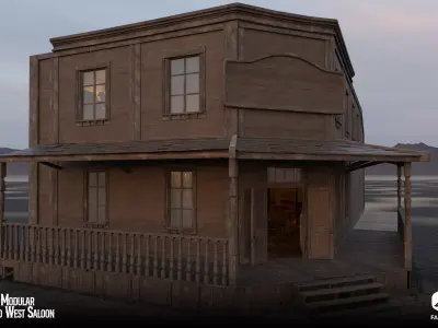 Modular - Wild West Saloon - All Formats Low-poly 3D model