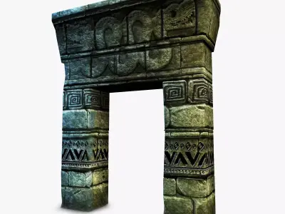 Aztec mayan gate Low-poly 3D model