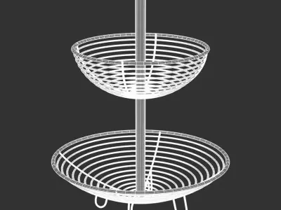  Two-Tier Standing Basket Models, Silver 