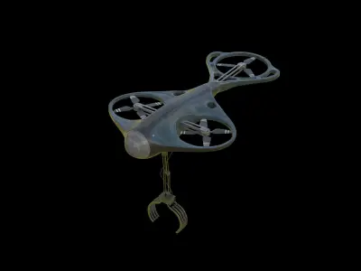 Drone with Mechanical Arm Low-poly 3D model