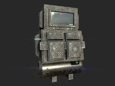 Sci-Fi Military Backpack - Character Design - Camouflage Low-poly 3D model