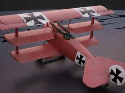Fokker Dr1 - ww1 Red baron 3D model