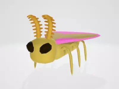 Rosy Maple Moth Low-poly 3D model