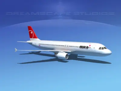 Airbus  A320 LP NWA Low-poly 3D model