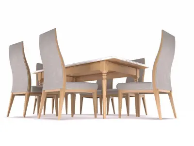 Dining table and chair Low-poly 3D model purchase