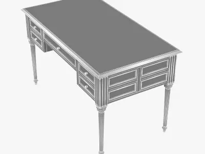 Ebonized Antique French Louis XVI Desk 3D model