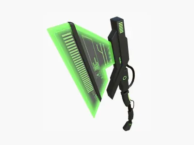 SciFi War Axe A03 Black Green - Sci Fi Weapon Design Low-poly 3D model