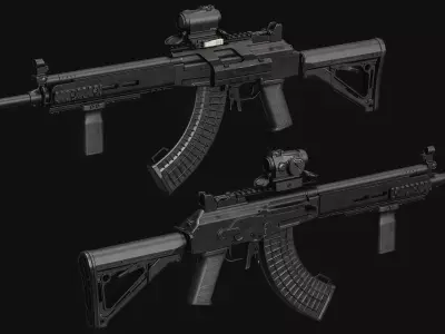 RK-62 Rifle Low-poly 3D model