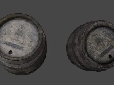 Old barrel free Free low-poly 3D model