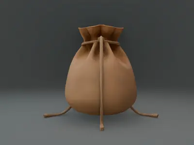 Stylized Leather Coin Bag Fantasy RPG Asset Low-poly 3D model