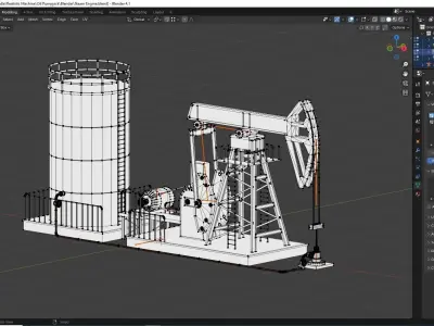 Realistic Machine - Oil Pumpjack Low-poly 3D model