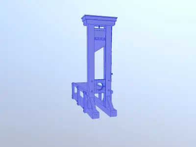 Guillotine wooden structure with metal pole in middle Low-poly 3D model