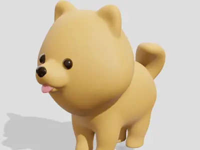 Cute Pomeranian dog  Low-poly 3D model