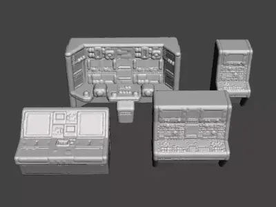 6MM SCALE COMPUTER TERMINALS MINIATURE MODELS SET FOR SCIFI GAME 3D print model