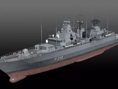 German navy Brandenburg class frigate Low-poly 3D model