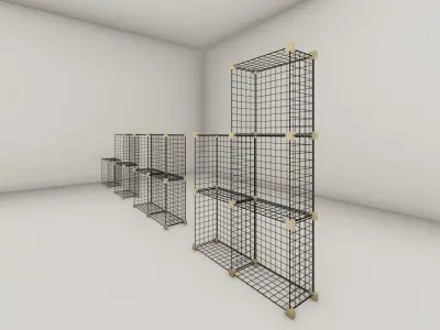 shelf set of wire baskets Free 3D model