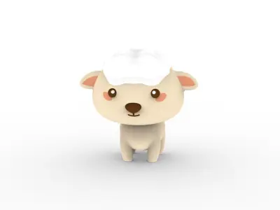 Cartoon Sheep v001 character Low-poly 3D model