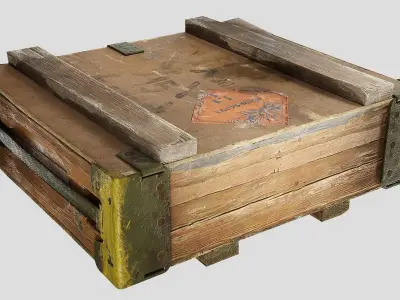 Old Damaged Soviet Era Military Crate Ammo Box Photo-realistic  Low-poly 3D model