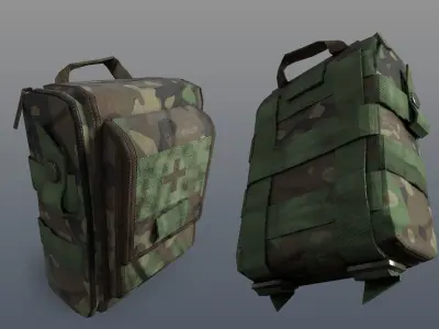 Military medkits Low-poly 3D model