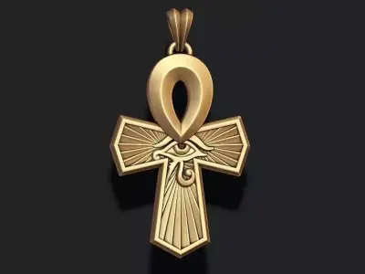 Horus eye ankh cross pendant 3D print model