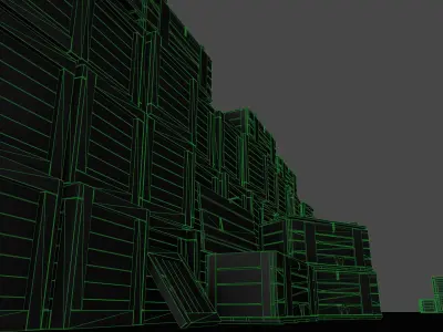 Wooden boxes Low-poly 3D model