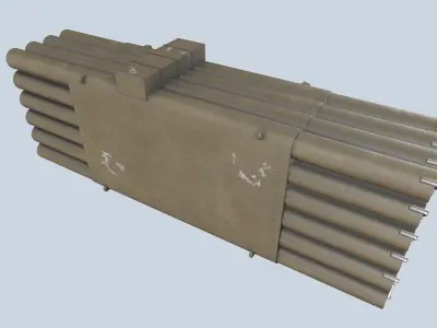 XM-3 Launcher With 70mm Missile Low-poly 3D model