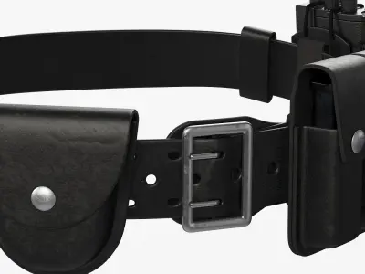Tactical Utility Belt with Holster Black 3D model