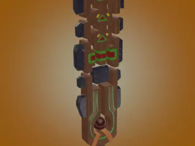 Wooden sword stylized PBR low poly game ready Low-poly 3D model