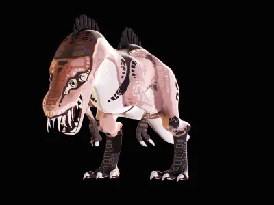 Alien Dinosaur Cartoon Gameready Low-poly 3D model