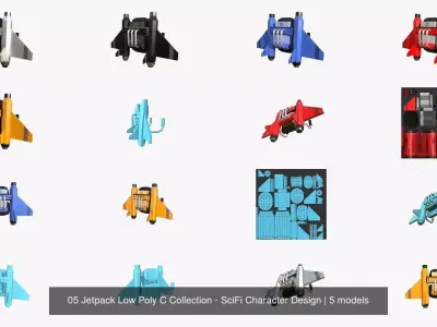 05 Jetpack Low Poly C Collection - SciFi Character Design 