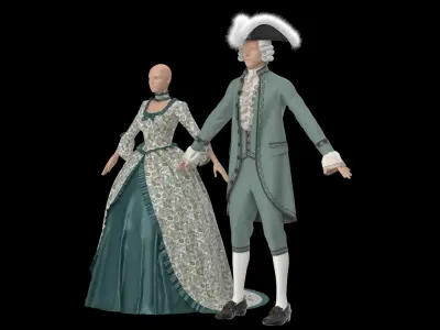 Vintage Clothing Men and Women 3D model