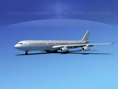 Airbus A340-600 Bare Metal 3D model
