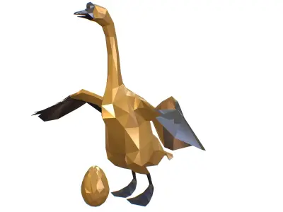Animated Golden Goose Egg Lowpoly Art Style Low-poly 3D model