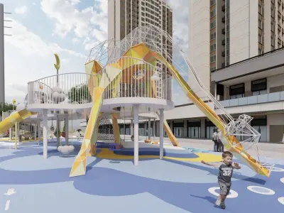 The Giraffe-themed commercial center children playground 3D model