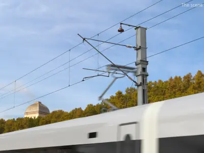 Railway Cantilever Catenary Pole Gray 3D model purchase