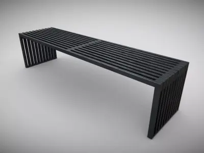 Small Metal Outdoor Bench Low-poly 3D model