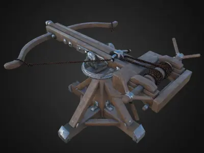 Ballista medieval crossbow Low-poly 3D model