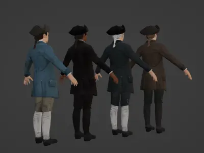 1700s Upper Middle Class Man Low-poly 3D model