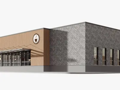 coffee shop Low-poly 3D model