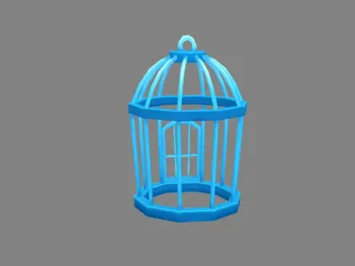 Cartoon Bird Cage Low-poly 3D model