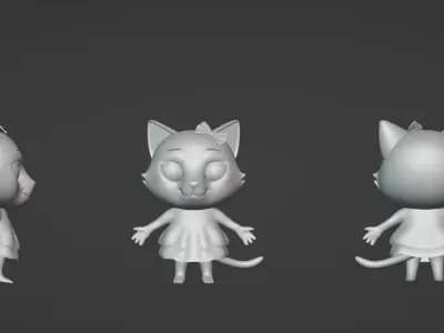 LITTLE CUTE CARTOON CAT 3D MODEL Low-poly 3D model