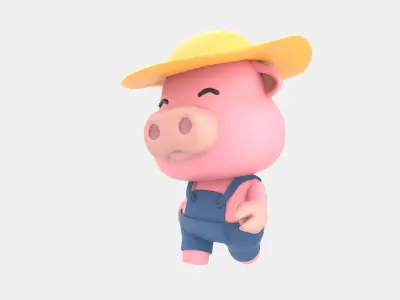 Cute Pig 3D Illustration 3D model