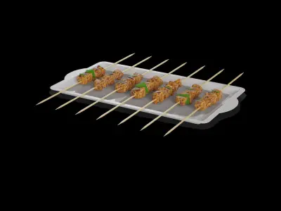 Dried meats Chicken Satay Skewers 3D model