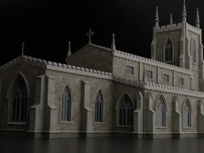 Medieval Gothic Church Low-poly 3D model