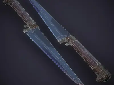 Game-ready sword with PBR material metal rough Free low-poly 3D model