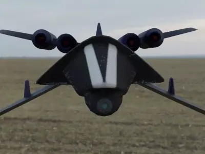 Aircraft airplane X-wing and four-turbine Low-poly 3D model