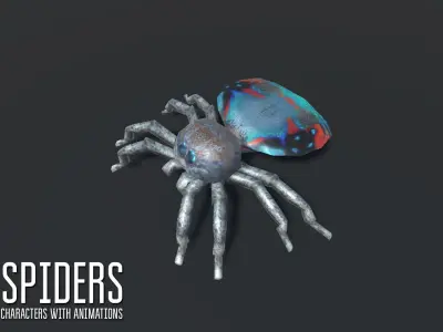 Spiders - characters with animations Low-poly 3D model
